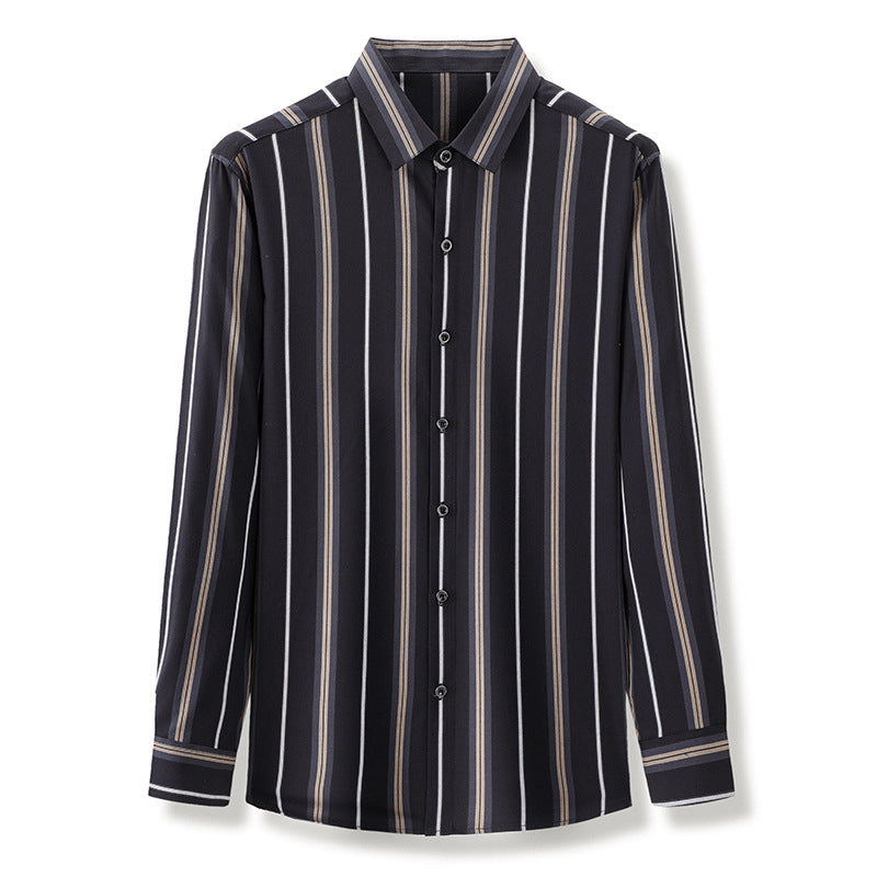 Striped Casual Black Thin Men’s Long-sleeved Shirt