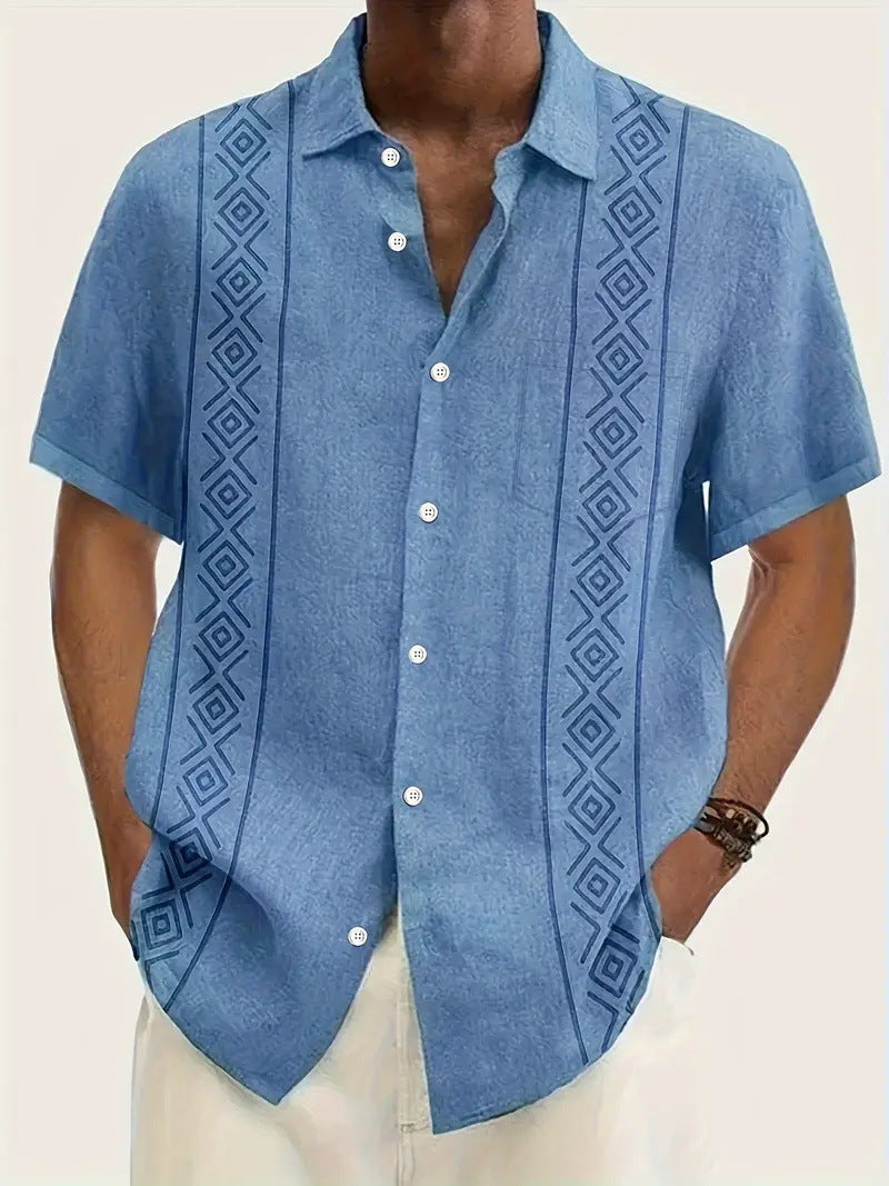Simple Striped Element 3D Printing Stylish Cardigan Shirt - G28P693 / S