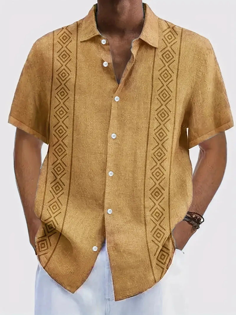 Simple Striped Element 3D Printing Stylish Cardigan Shirt - G28P694 / S