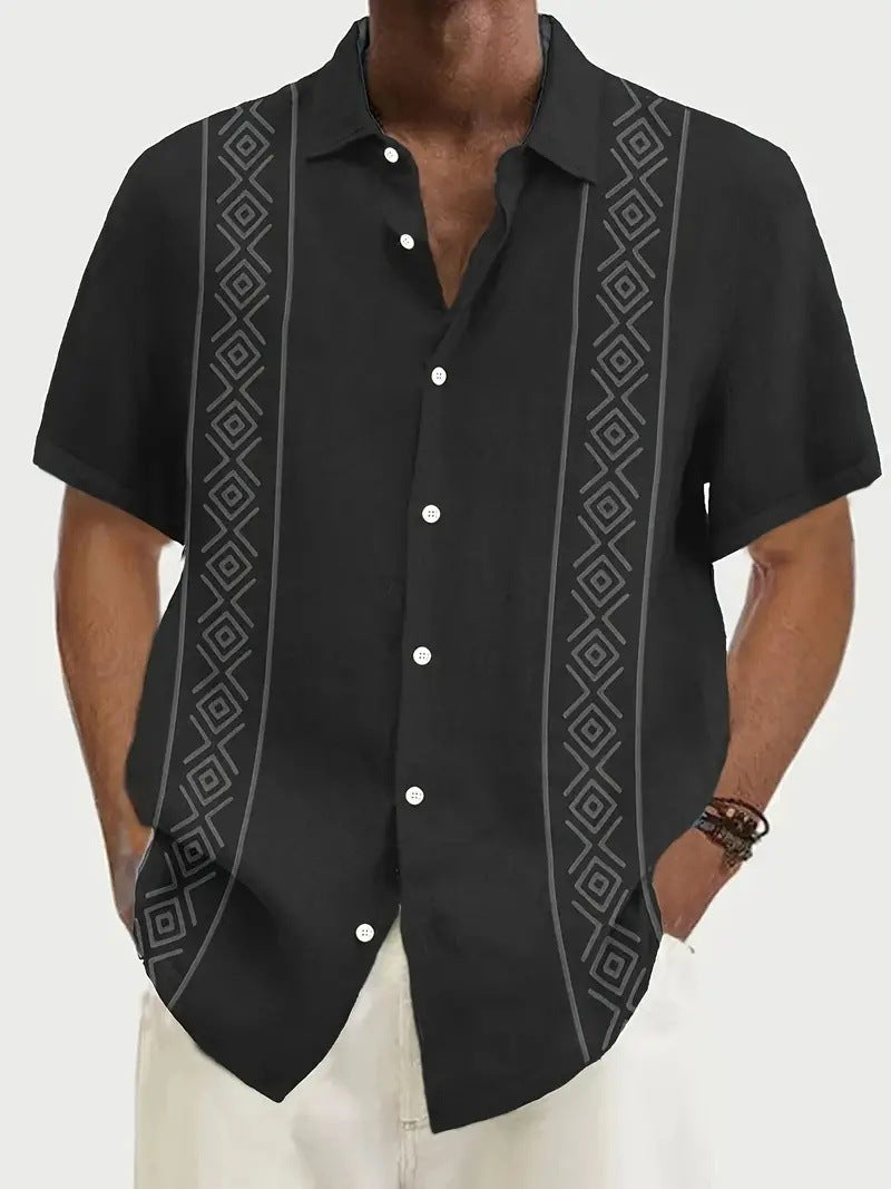 Simple Striped Element 3D Printing Stylish Cardigan Shirt - G28P695 / S