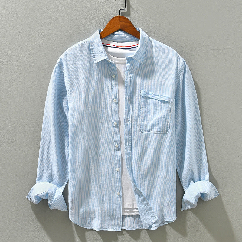 Thin Striped Simple Shirt Comfortable - Blue Stripe / M