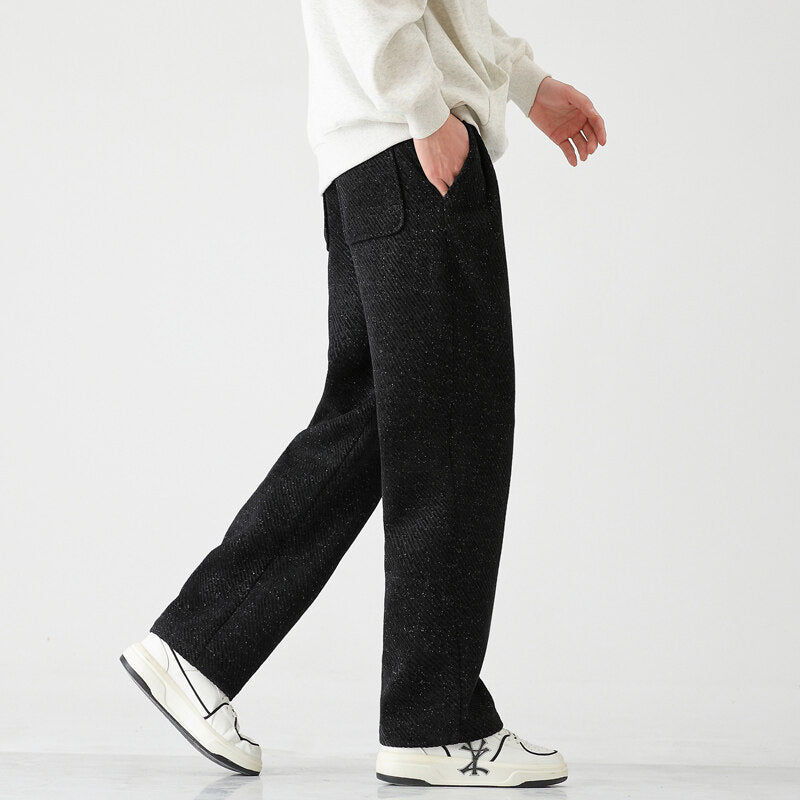 Chenille Slanted Stripe Casual Pants Men’s Loose Wide-leg Pants Silver Silk Sweatpants
