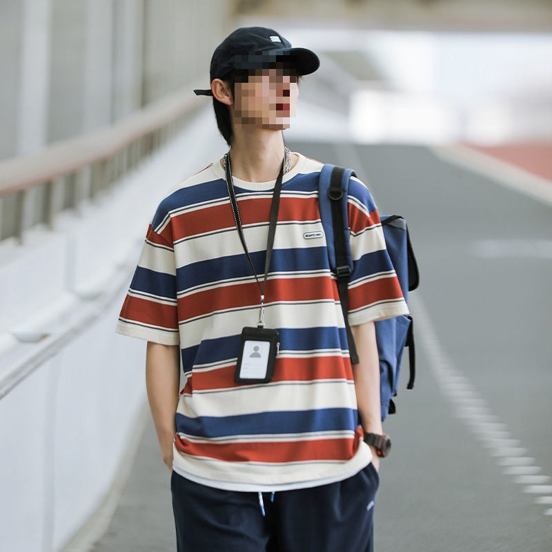 Summer Men’s Striped Short Sleeved T-shirt