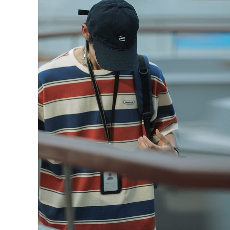 Summer Men’s Striped Short Sleeved T-shirt