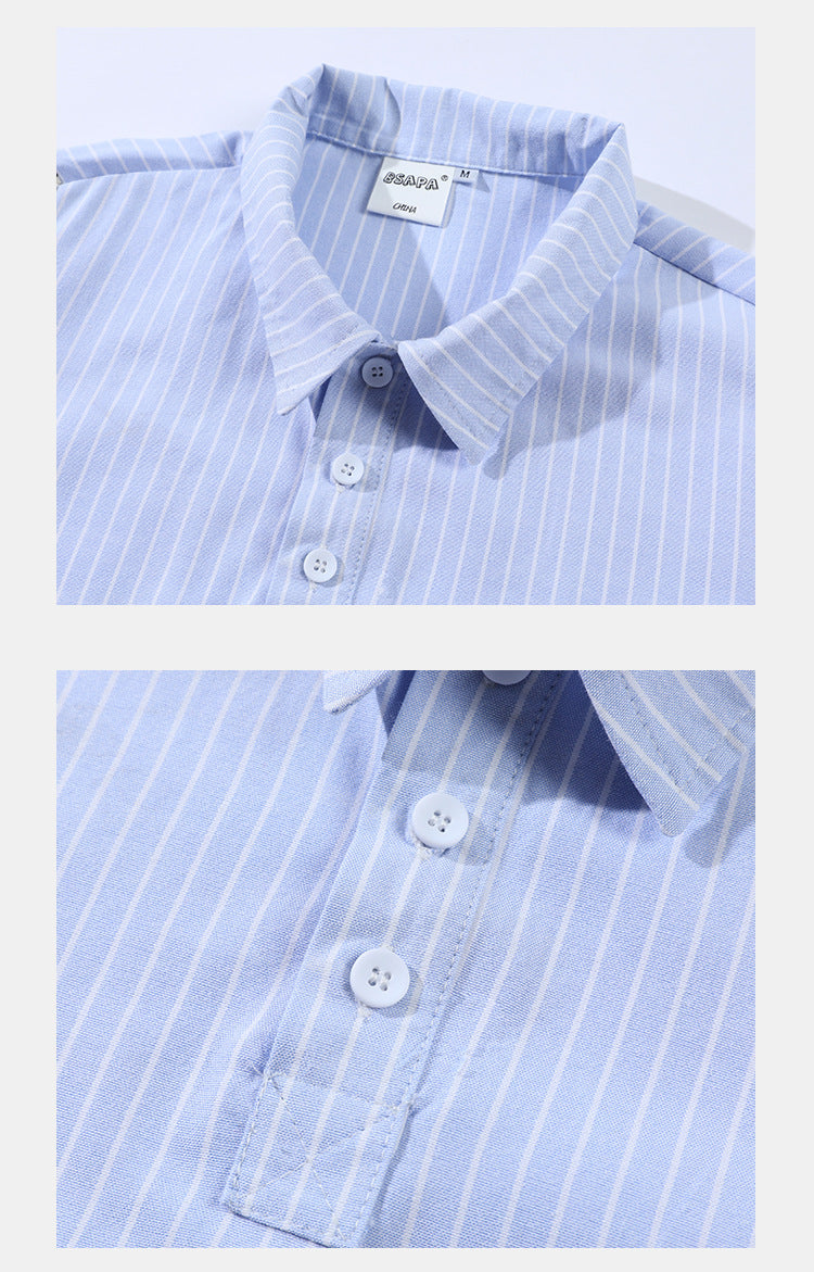 Striped Stitching Casual Shirt Couple
