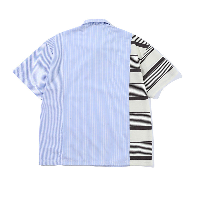 Striped Stitching Casual Shirt Couple