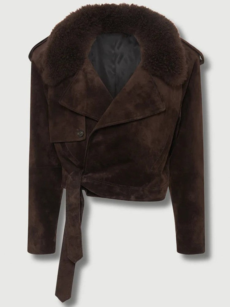 Lapel Suede Long Sleeve Loose And Warm Comfortable Motorcycle Jacket - Picture Color / S