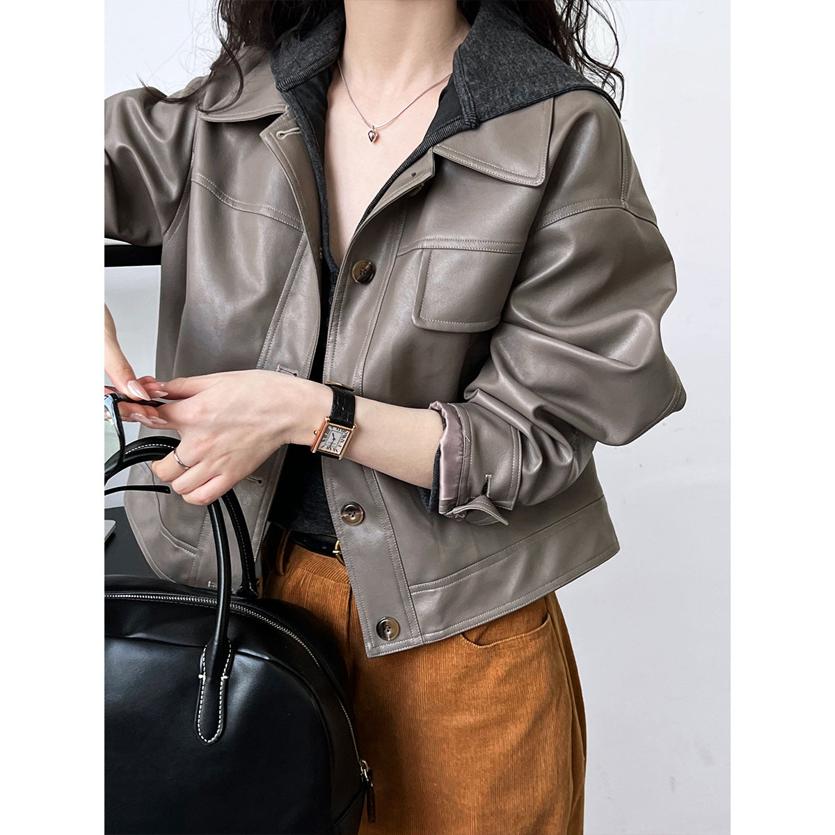 Women’s Fall Lapels Motorcycle Short Jacket