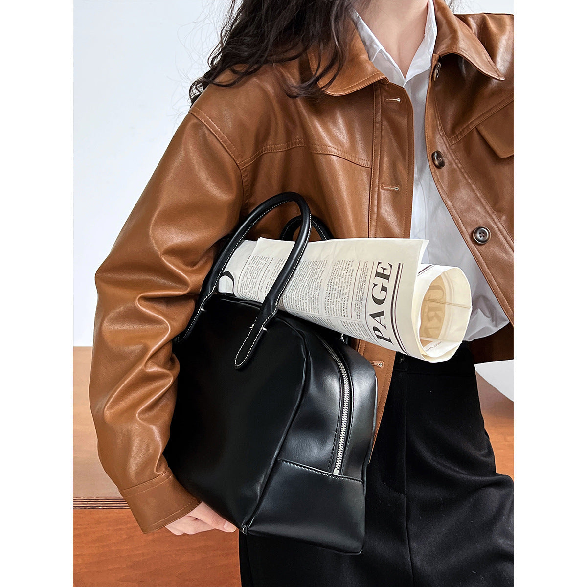 Women’s Fall Lapels Motorcycle Short Jacket