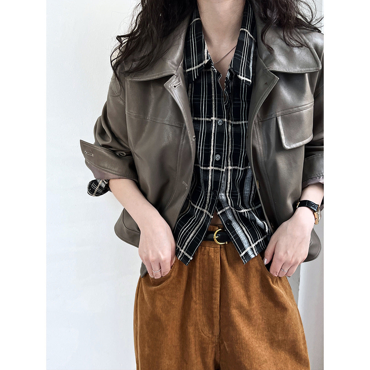 Women’s Fall Lapels Motorcycle Short Jacket