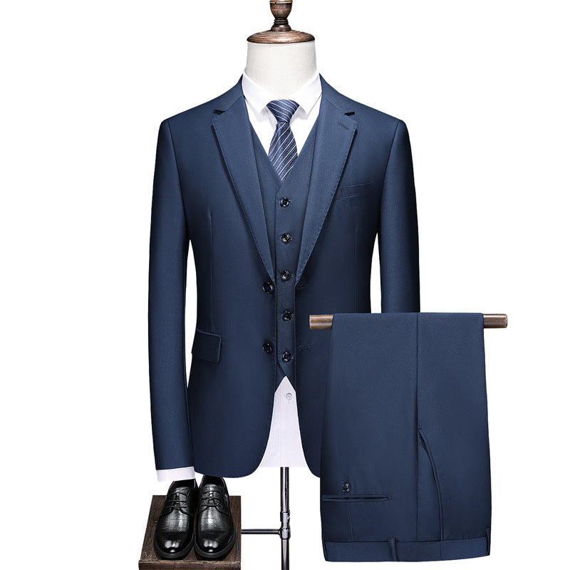 Suit Solid Color Three Pieces Set - Lake Blue / L