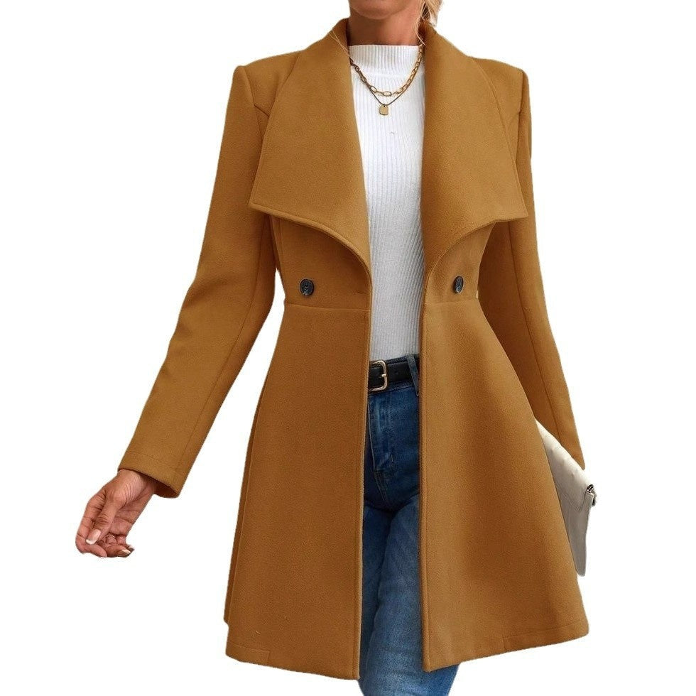 Women’s Coat Slim Fit Long Fashion Lapel