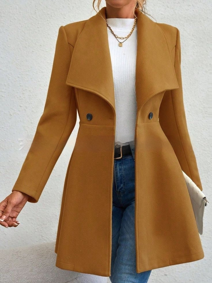 Women’s Coat Slim Fit Long Fashion Lapel - Camel / S