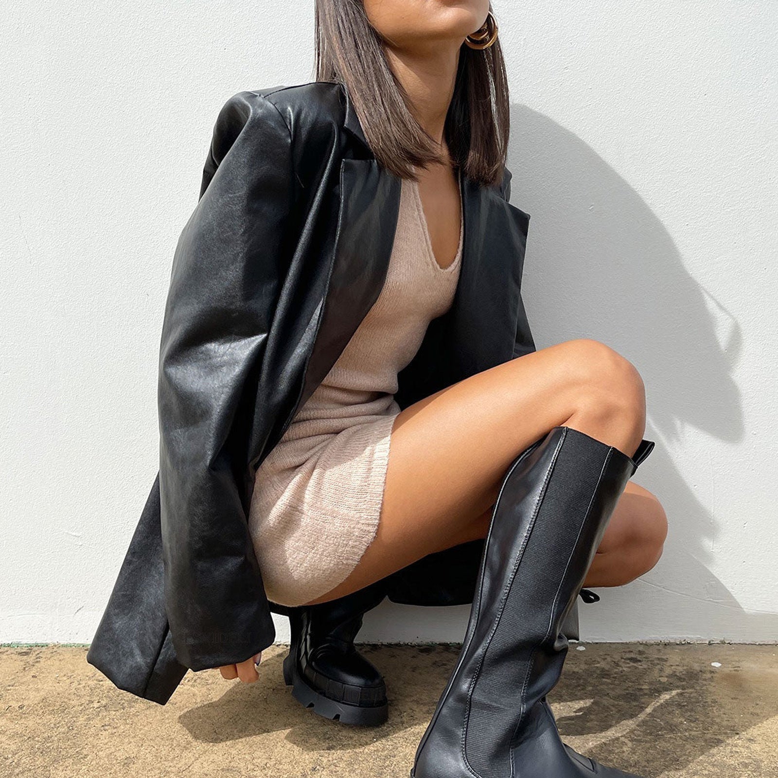 Women’s Versatile Casual Warm Leather Jacket - Black / S