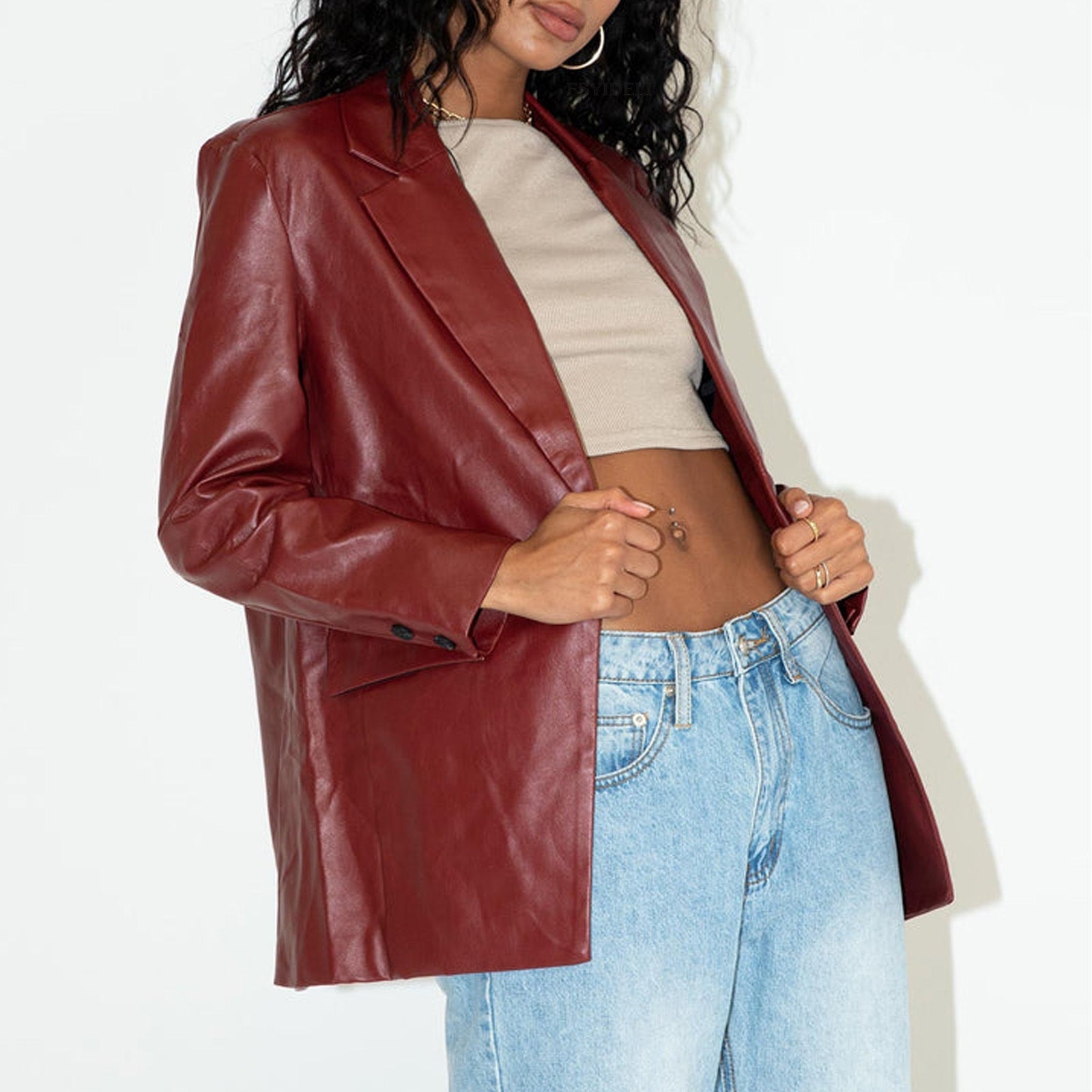 Women’s Versatile Casual Warm Leather Jacket - Red / S