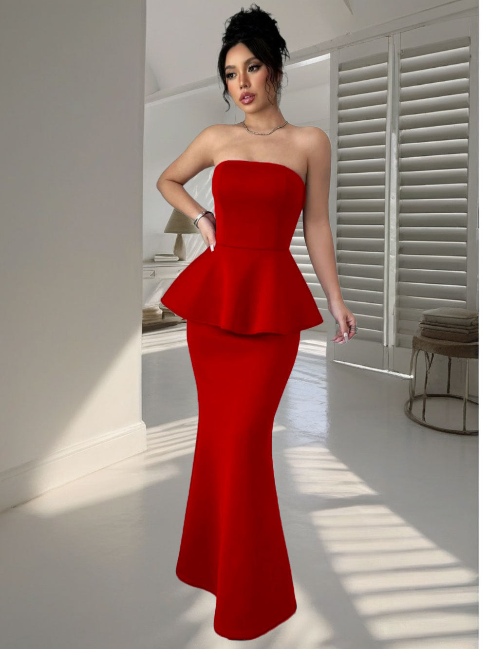 Sultry Sleeveless Skirt Global Luxury Fashion Online - Red / L
