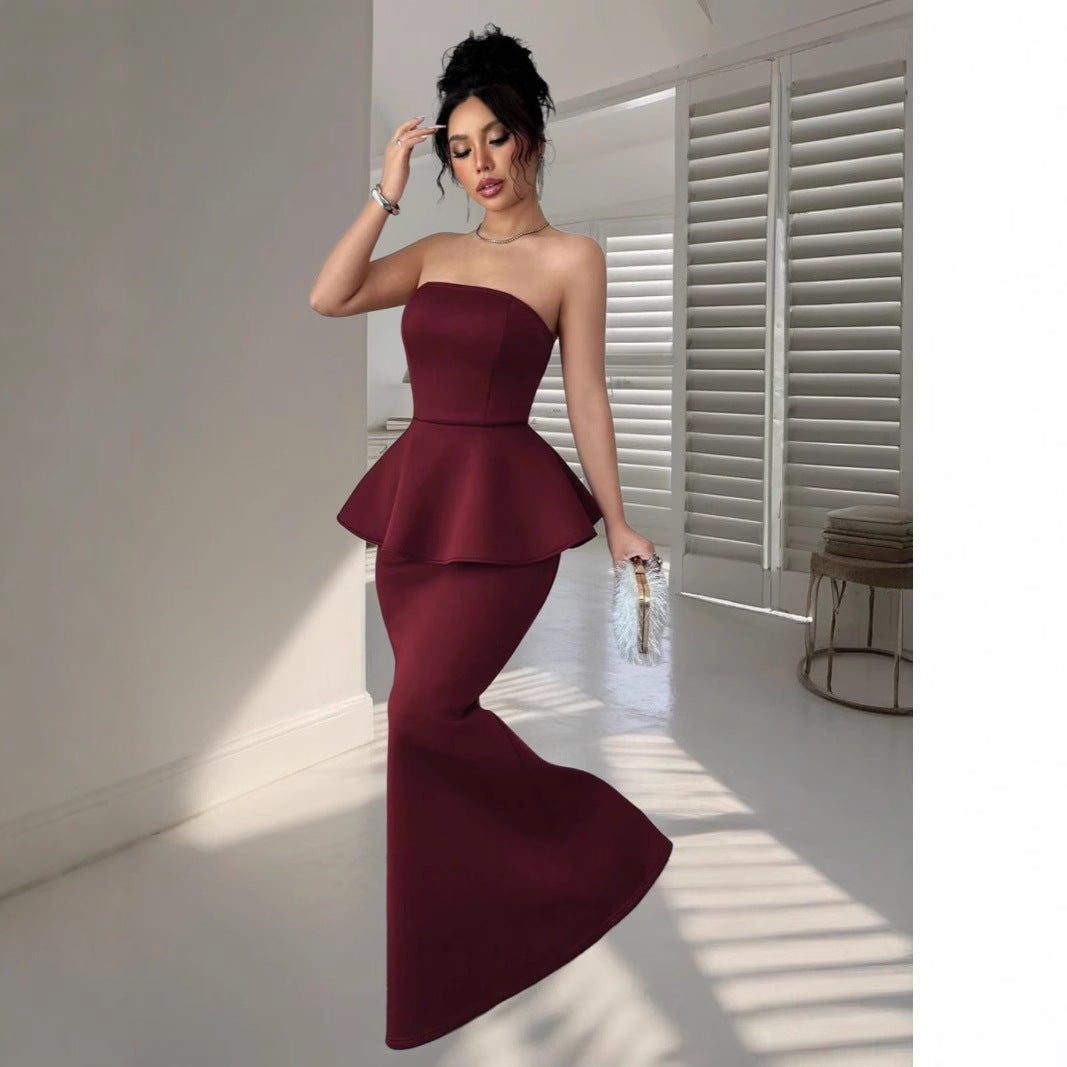 Sultry Sleeveless Skirt Global Luxury Fashion Online - Wine Red / L