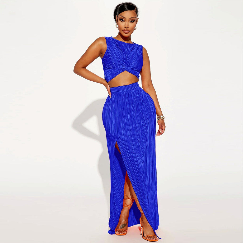 European And American Women’s Clothing Slit Dress Two-piece Set