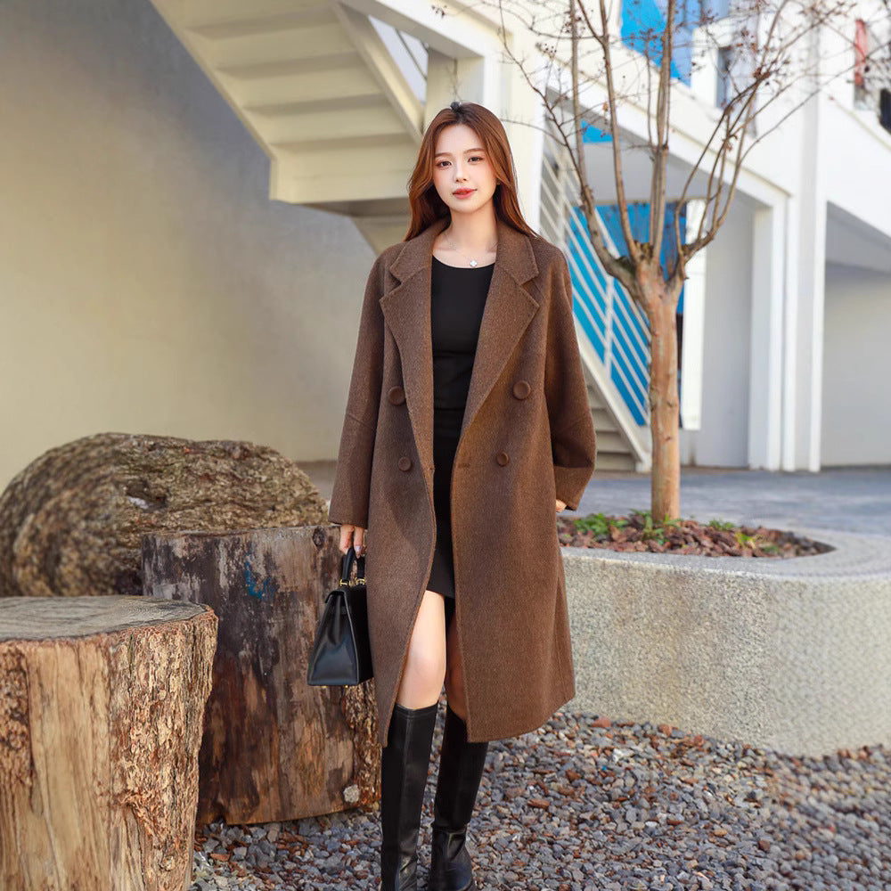 Double-sided Wool Overcoat Women’s Mid-length Woolen Coat