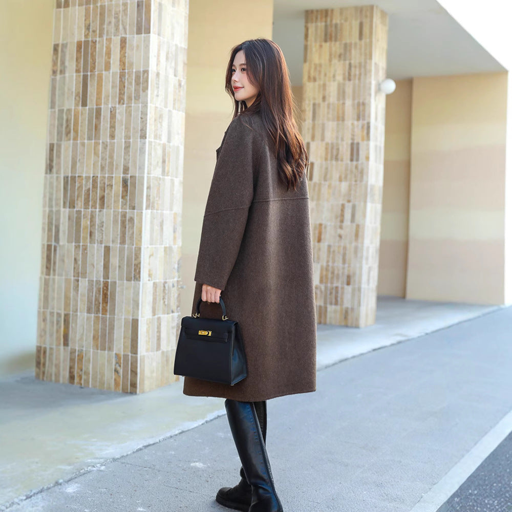 Double-sided Wool Overcoat Women’s Mid-length Woolen Coat