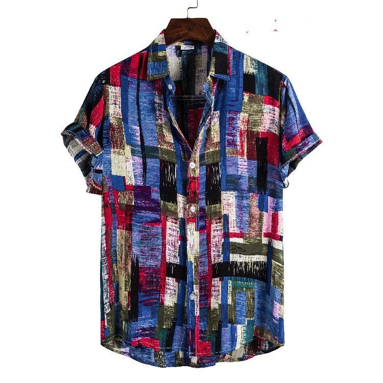 Hawaii beach flower shirt series high-quality cotton men’s