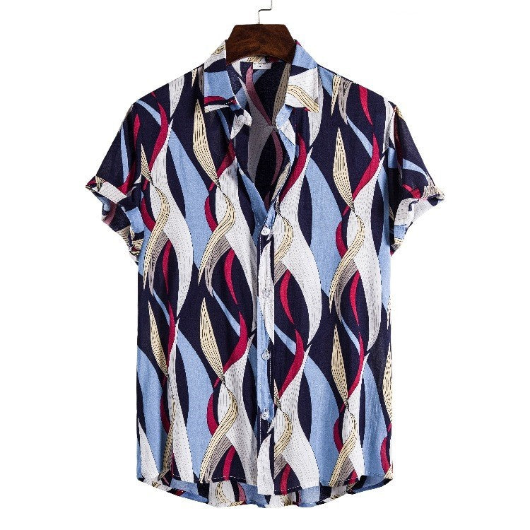 Hawaii beach flower shirt series high-quality cotton men’s