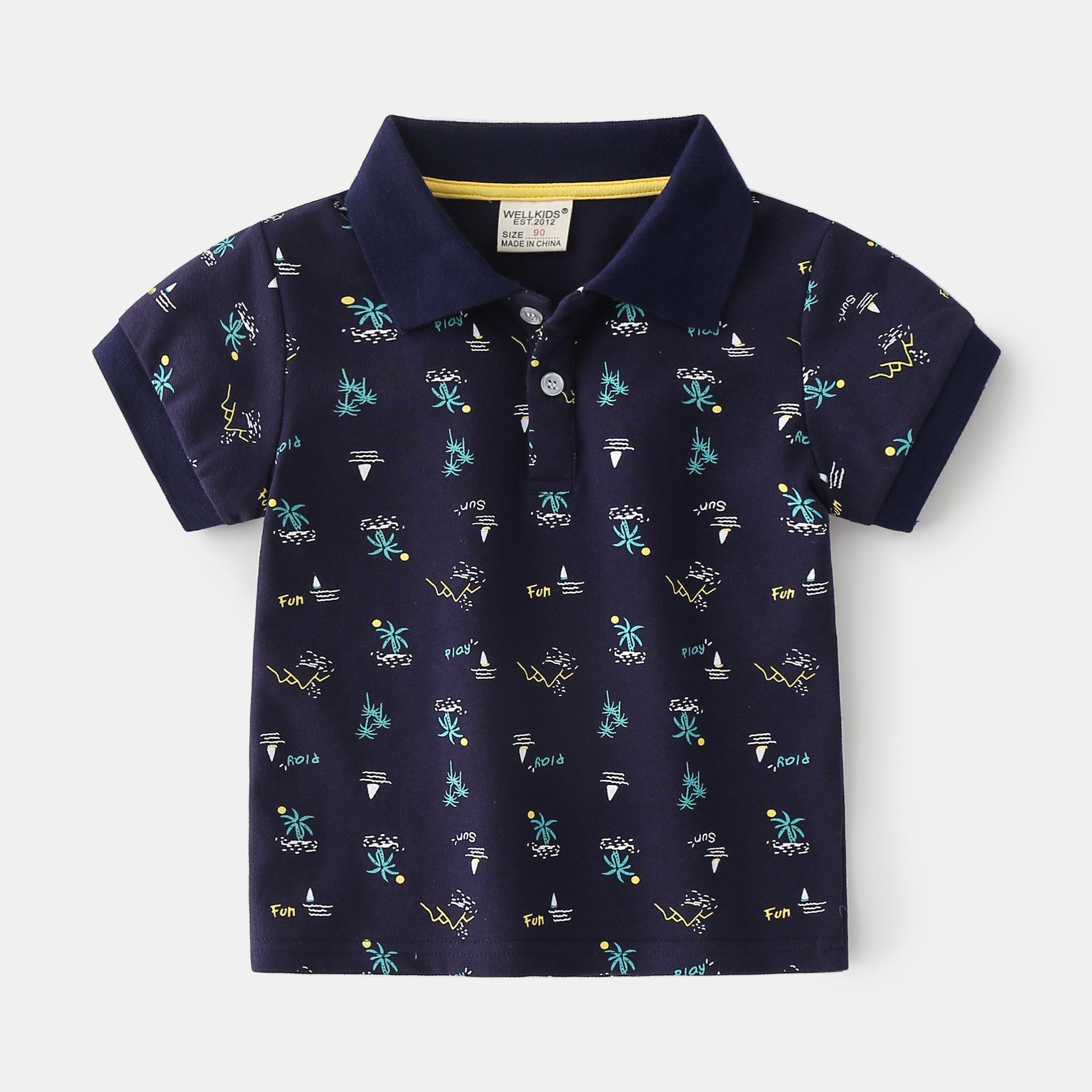 Summer Boys’ Cotton Short-sleeved Polo Shirt - navy / 90cm