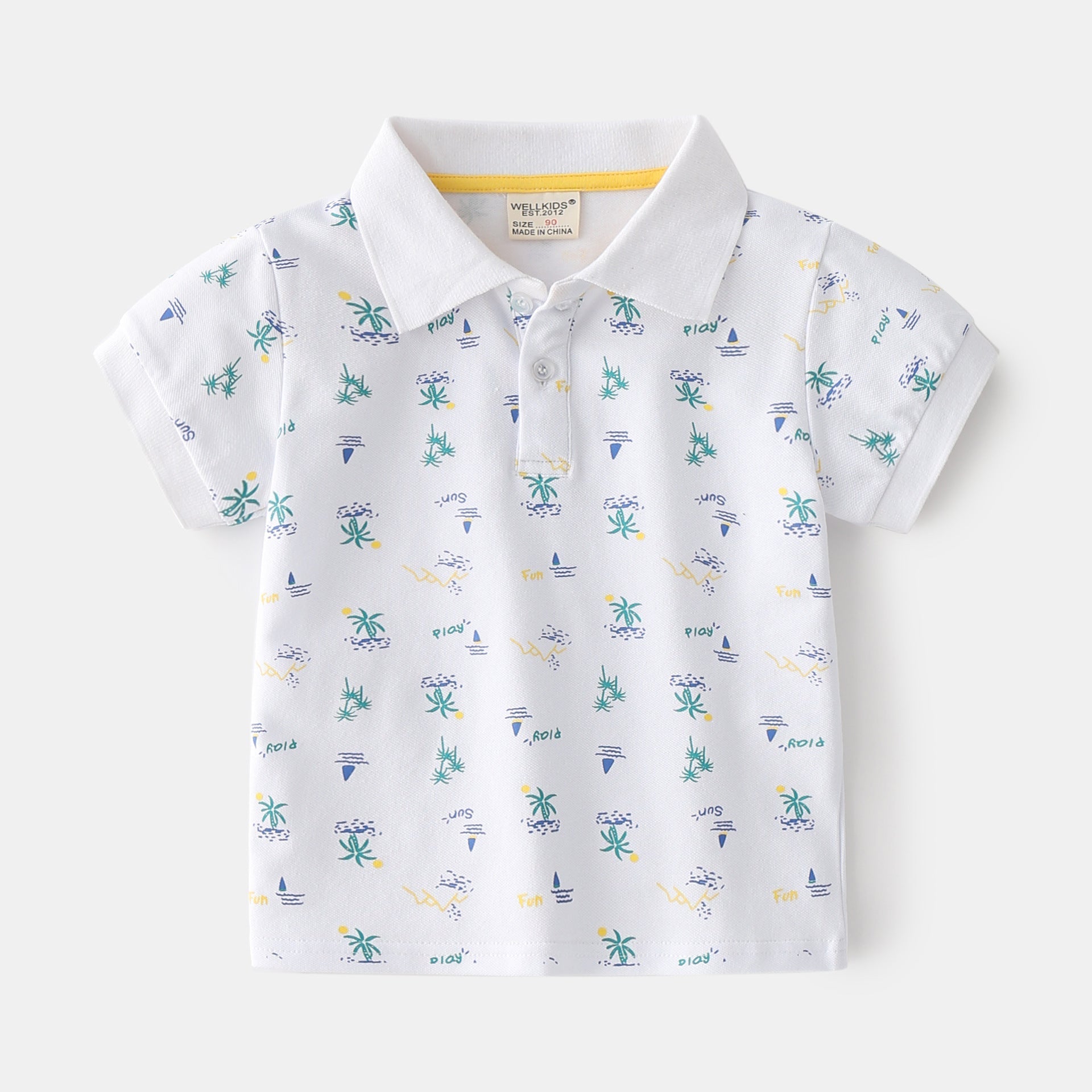 Summer Boys’ Cotton Short-sleeved Polo Shirt - White / 90cm