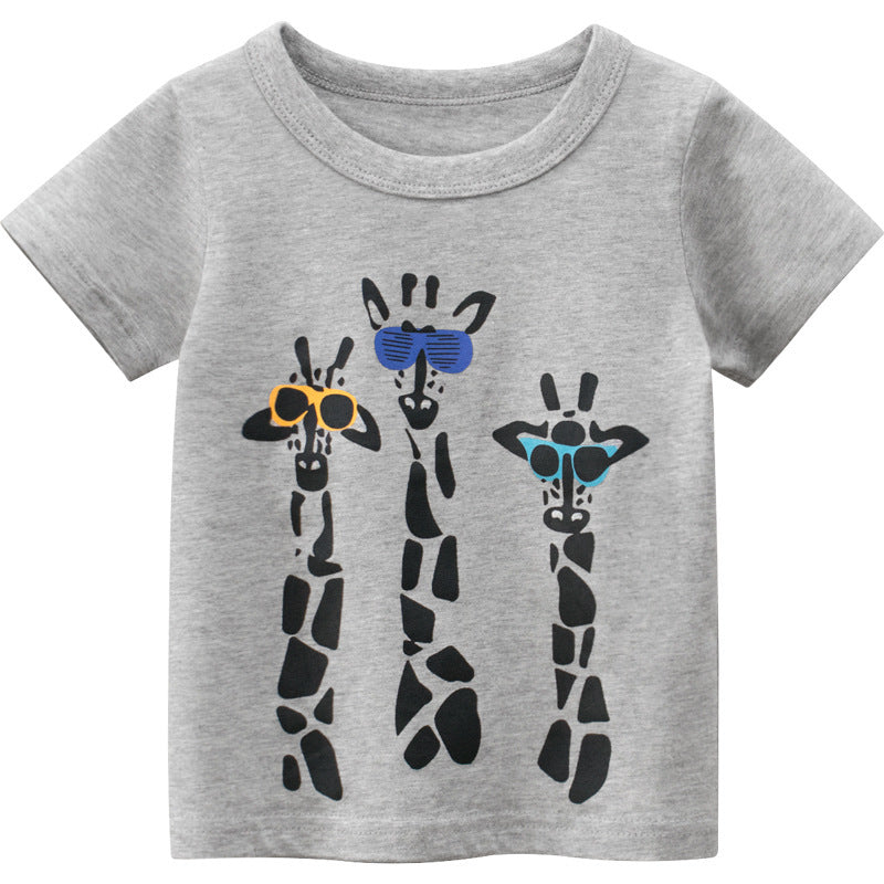 Summer Children’s Short-Sleeved T-Shirt Male Baby Clothes - Grey / 130cm