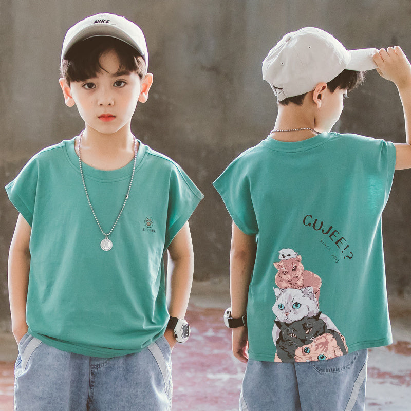 Cartoon print children’s shirt for boys