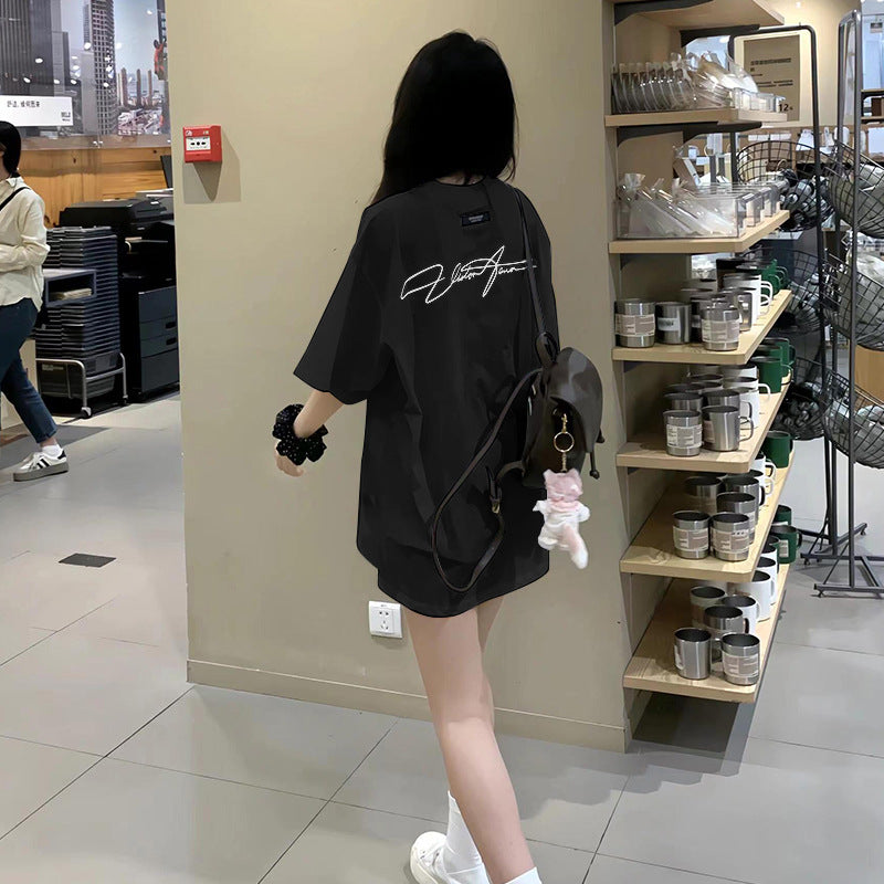 Short Sleeved Women’s Summer Design With A Niche And Loose Fit - Black / M