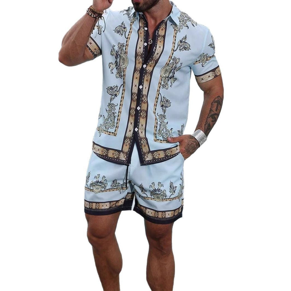 3D Digital Printing Men’s Casual Loose Shirt Shorts