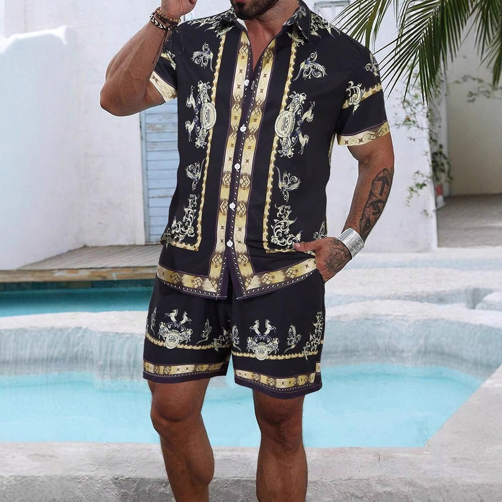 3D Digital Printing Men’s Casual Loose Shirt Shorts
