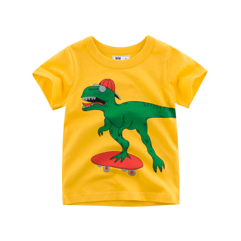 Brand children’s clothing wholesale factory direct summer children’s short-sleeved T-shirt baby clothes dinosaur pattern