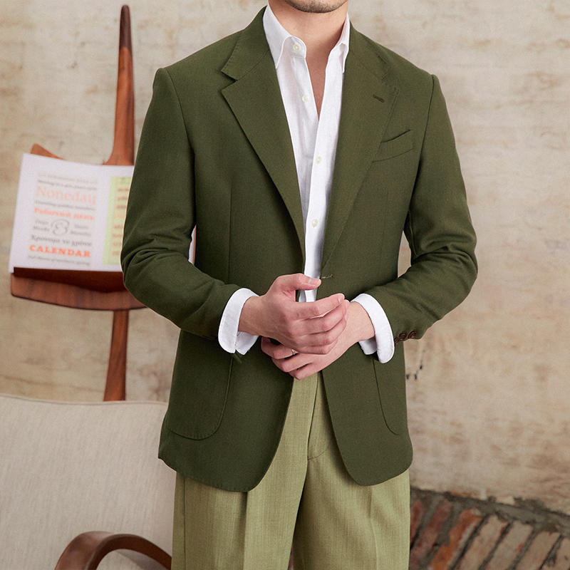 Summer Gentry Half Lining Thin Casual Suit Jacket - Army Green / M
