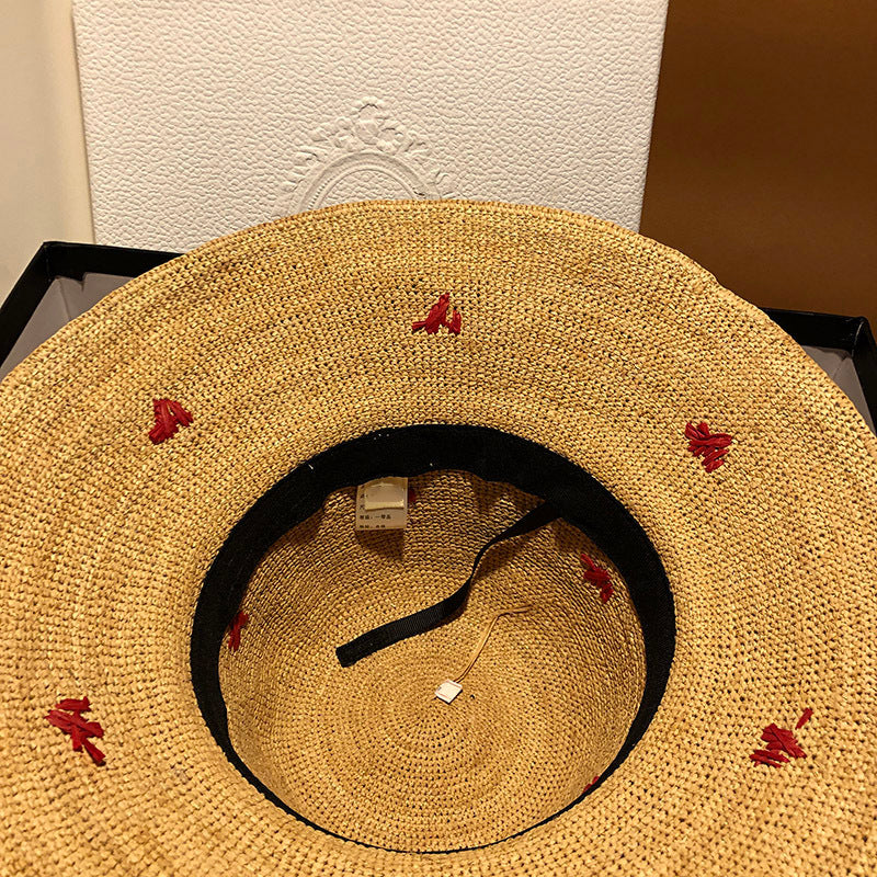 Summer Korean Sunscreen Japanese Straw Hat - Grass color