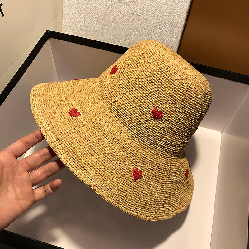 Summer Korean Sunscreen Japanese Straw Hat - Grass color