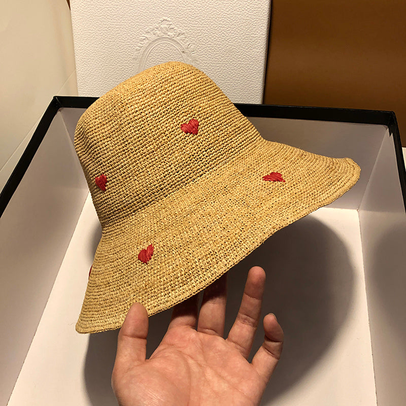Summer Korean Sunscreen Japanese Straw Hat - Grass color