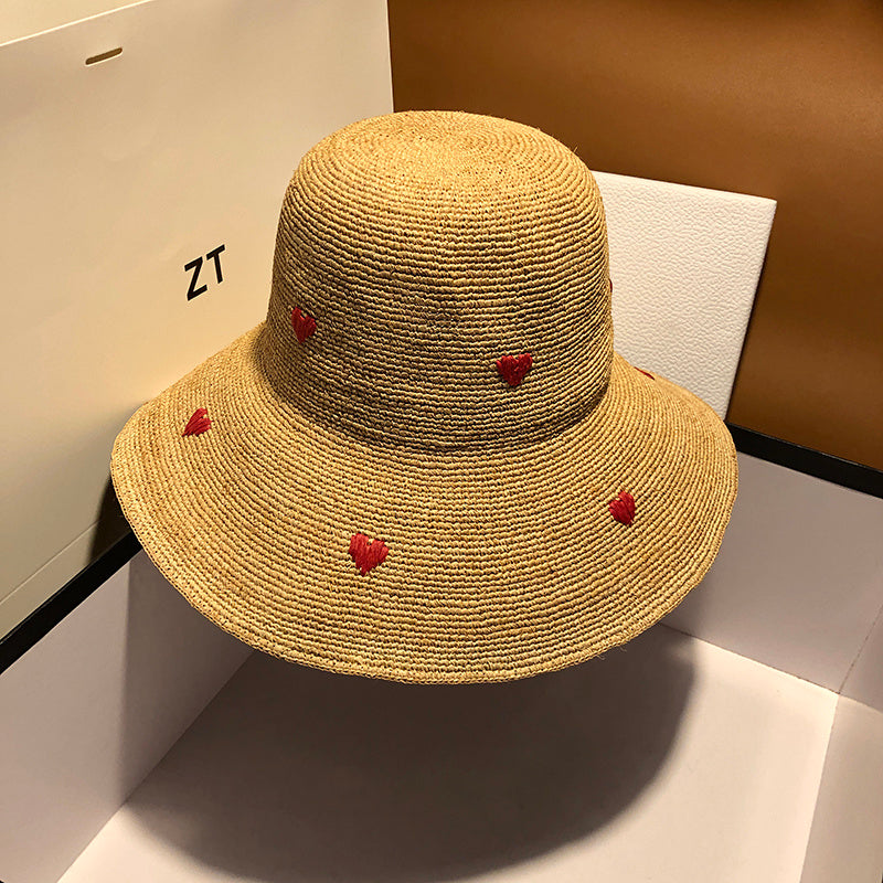 Summer Korean Sunscreen Japanese Straw Hat - Grass color