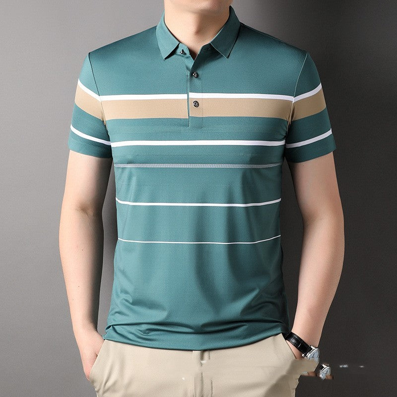 Summer Men’s Short-sleeved Lapel Seamless - Bean Green / M