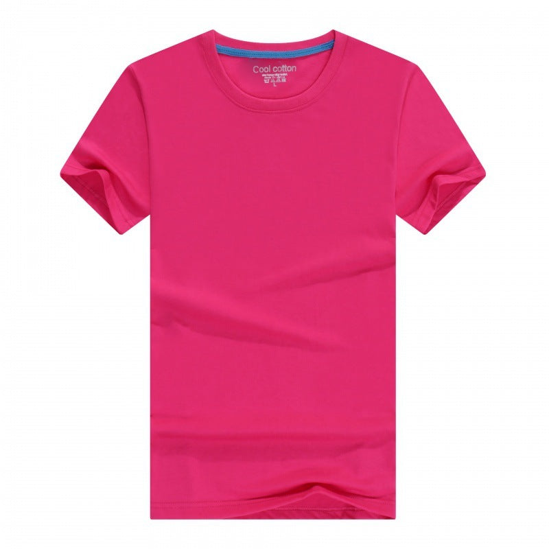 Men’s And Women’s Same Summer Pure Cotton Round Neck T-shirt - Rose Red / S