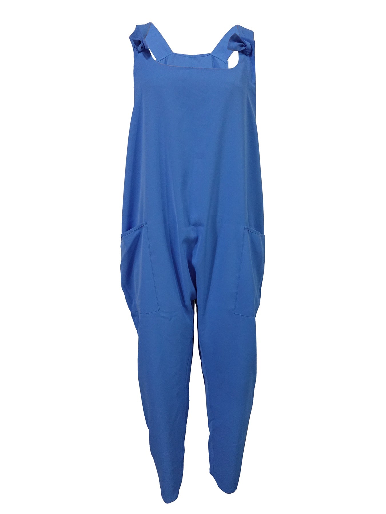 Ladies’ Solid Color Button Pocket Design Fashionable Jumpsuit - 5