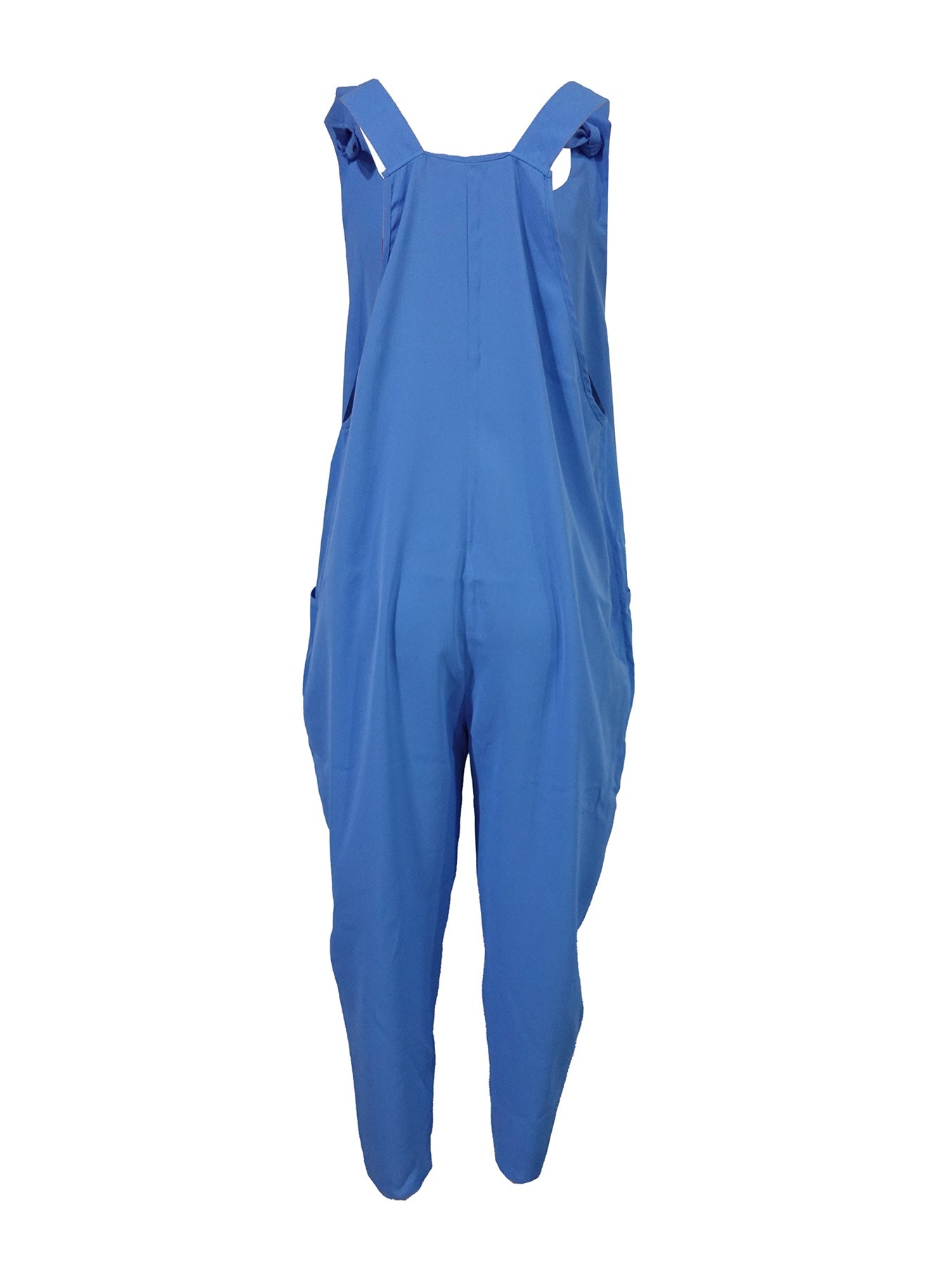 Ladies’ Solid Color Button Pocket Design Fashionable Jumpsuit - 5