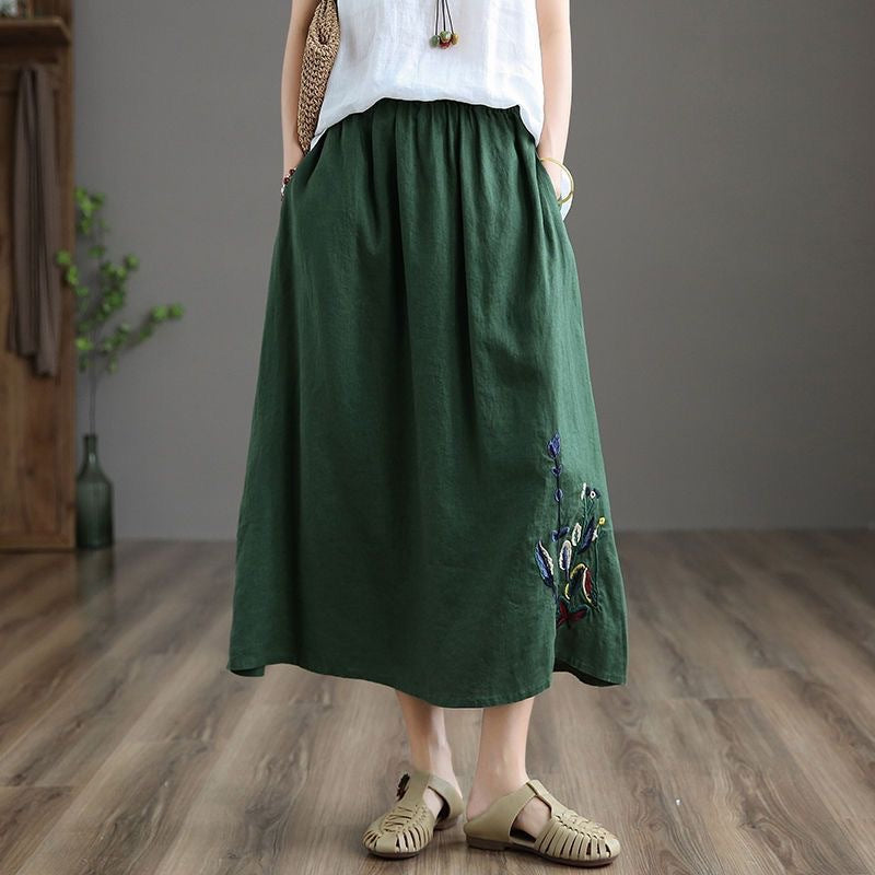 Summer Retro Women’s Cotton And Linen Skirt