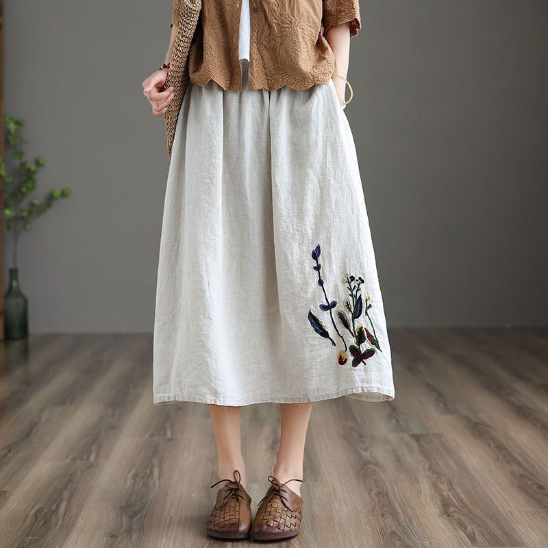 Summer Retro Women’s Cotton And Linen Skirt