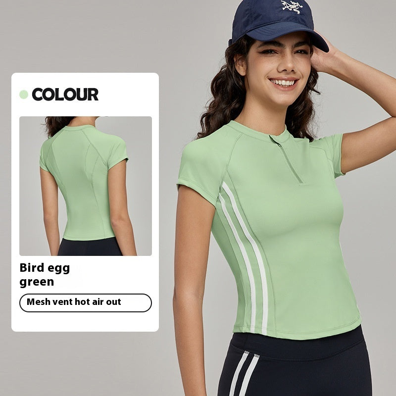 Yoga Clothes Short-sleeved Top High-grade Summer Slim Fit - Bird Eggs Green / S