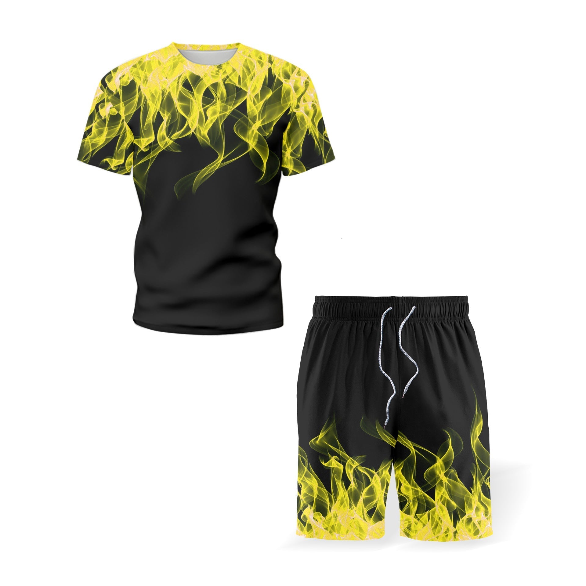 Men’s Rrinted Sports Suit Smmer Short-Sleeved T-Shirt Men’s Clothes Running Short Loose Casual Fitness Sportswear