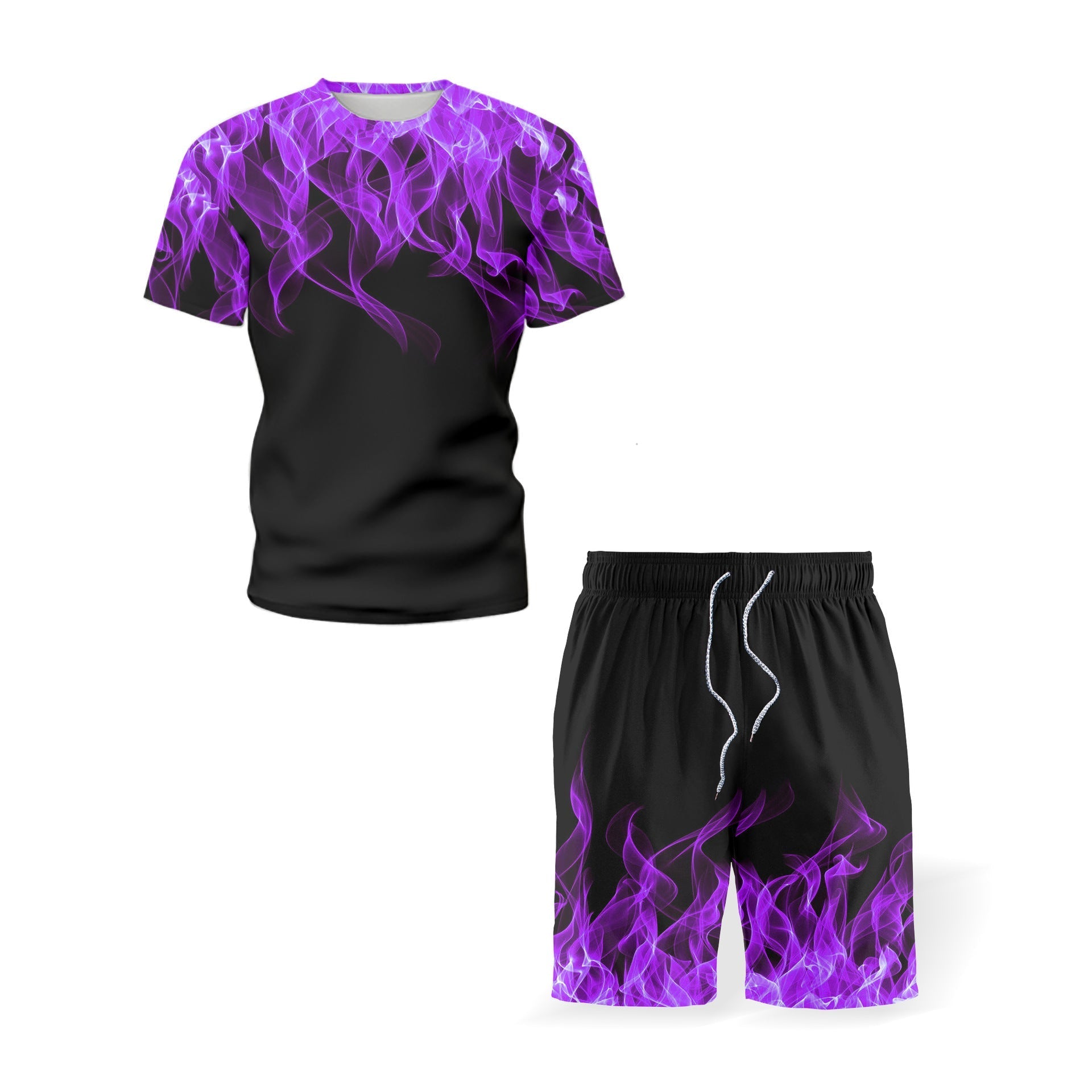 Men’s Rrinted Sports Suit Smmer Short-Sleeved T-Shirt Men’s Clothes Running Short Loose Casual Fitness Sportswear