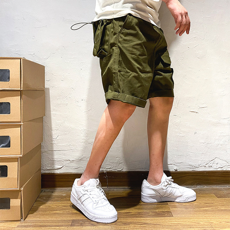 Men’s Summer Thin Loose Casual Cotton Cargo Shorts - Army Green / S