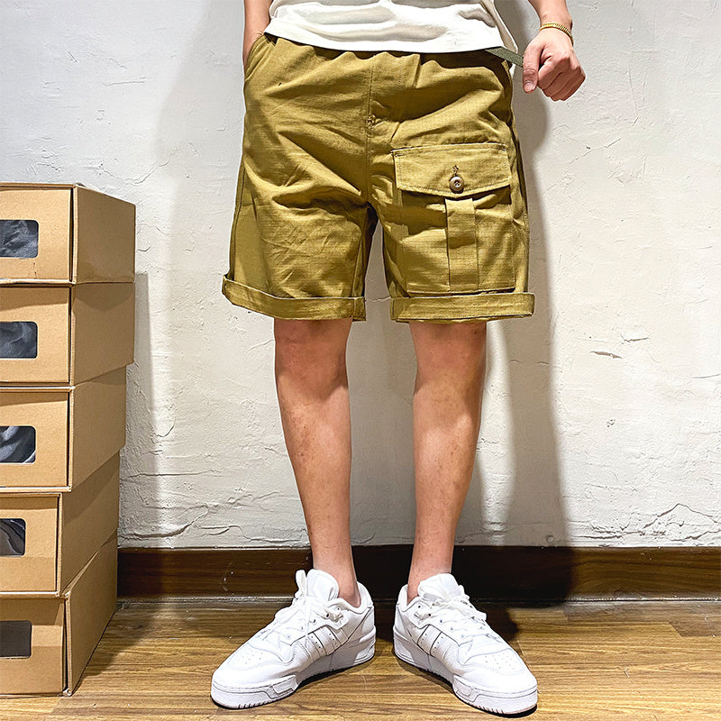 Men’s Summer Thin Loose Casual Cotton Cargo Shorts - Khaki / S